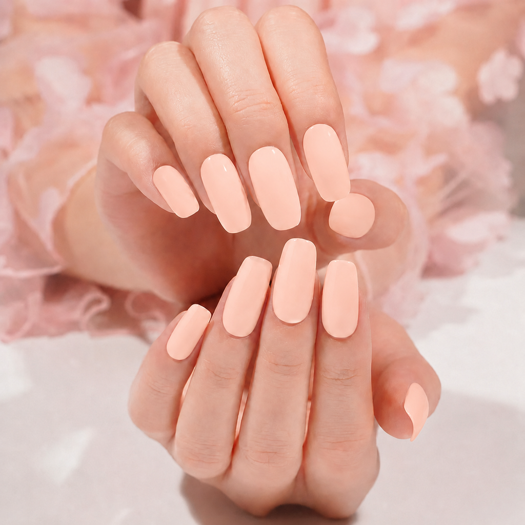 Sweet Apricot semi-cured gel nail strips by MANITIME