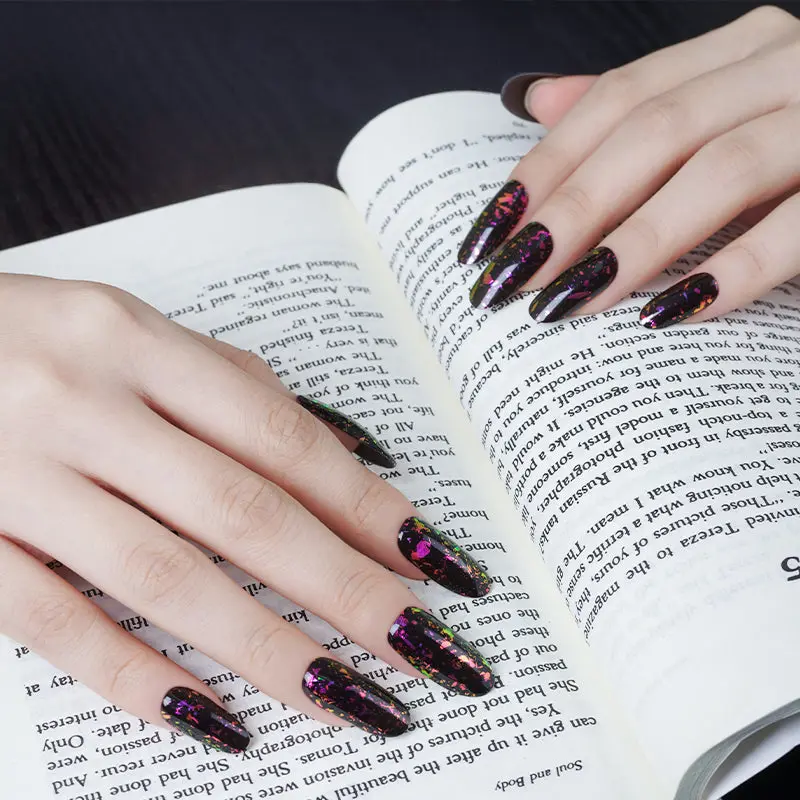 Nightfall Sparkle semi-cured gel nail strips by MANITIME