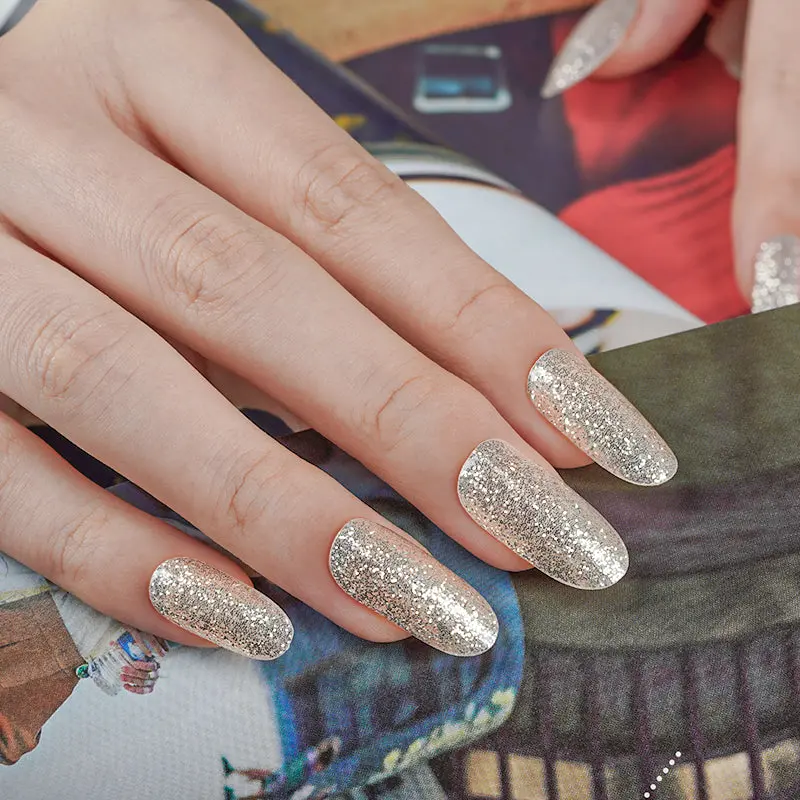 Glowing Sparkle semi-cured gel nail strips by MANITIME
