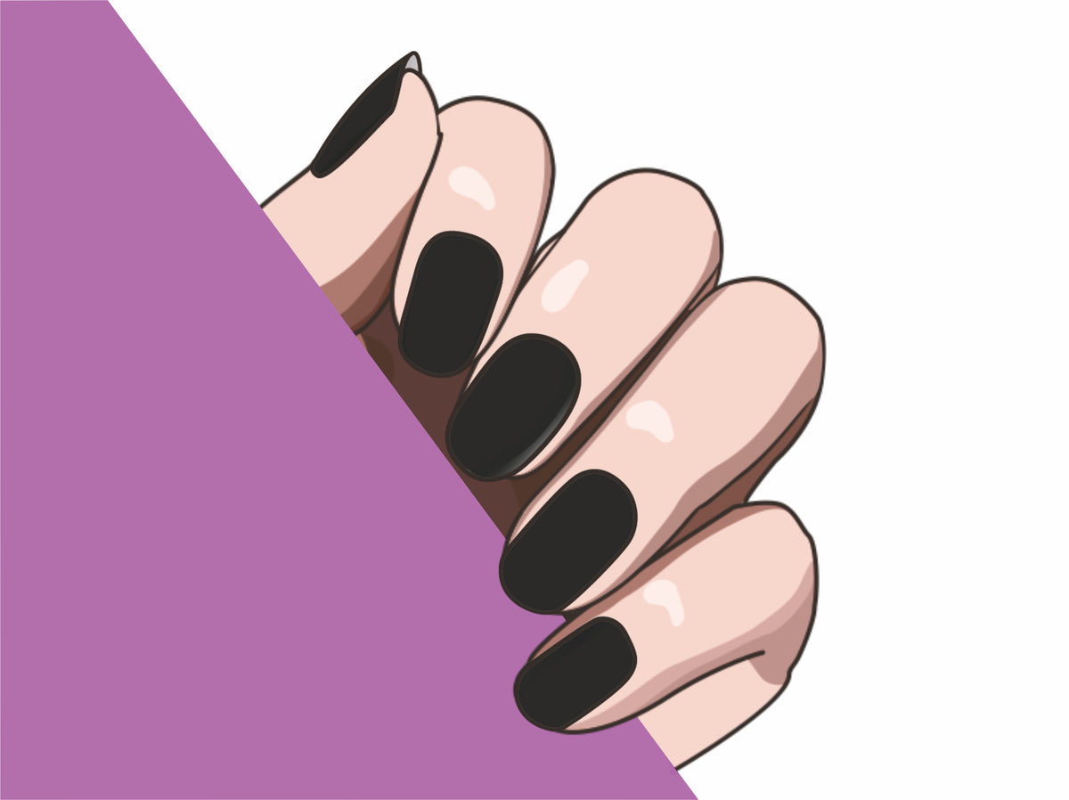 Black Satin semi-cured gel nail strips by MANITIME – detail 4