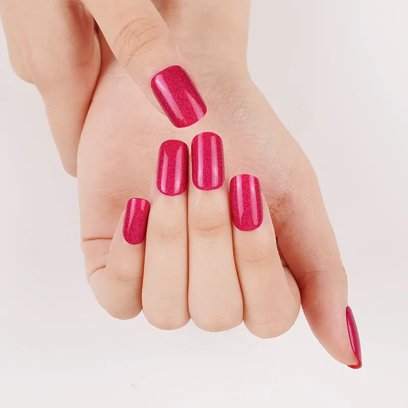 Ruby Glamour semi-cured gel nail strips by MANITIME
