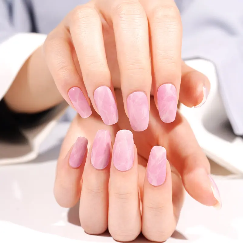 Pink Marble semi-cured gel nail strips by MANITIME