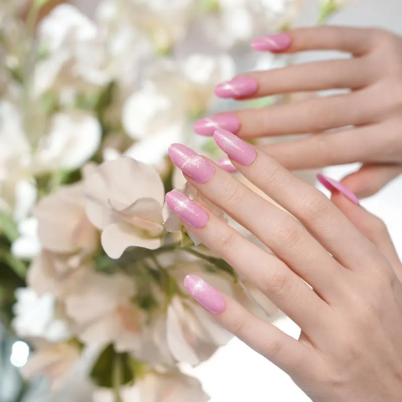 Pink Cateye semi-cured gel nail strips by MANITIME