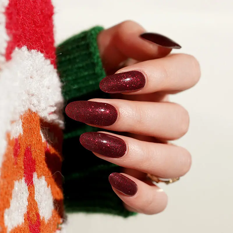 Garnet Glitter semi-cured gel nail strips by MANITIME – detail 3