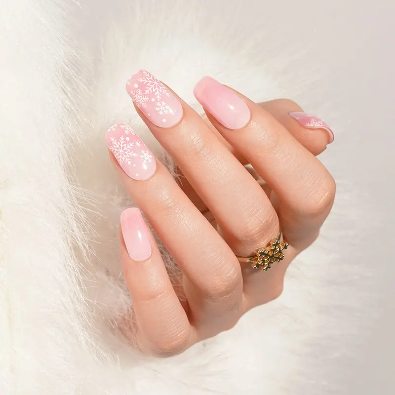 Ombre Snowflake semi-cured gel nail strips by MANITIME – detail 2