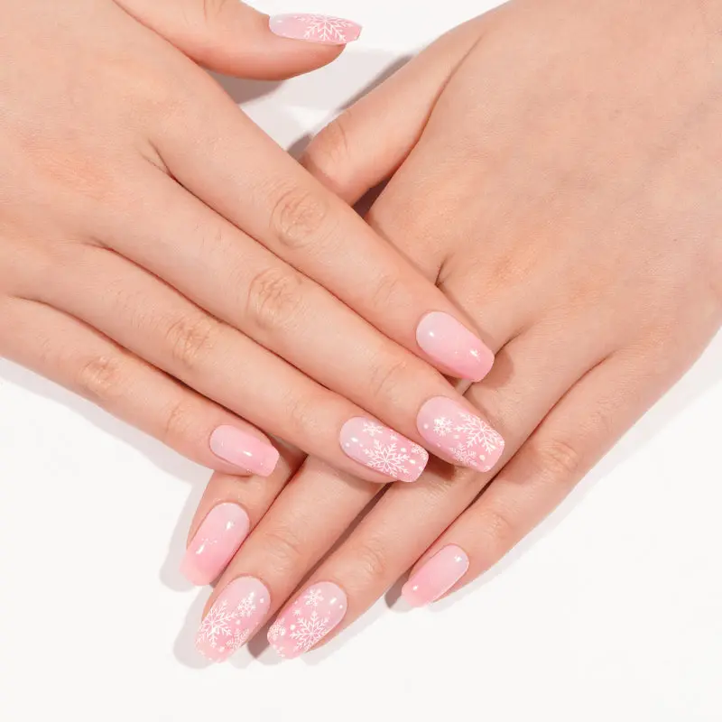 Ombre Snowflake semi-cured gel nail strips by MANITIME – detail 4