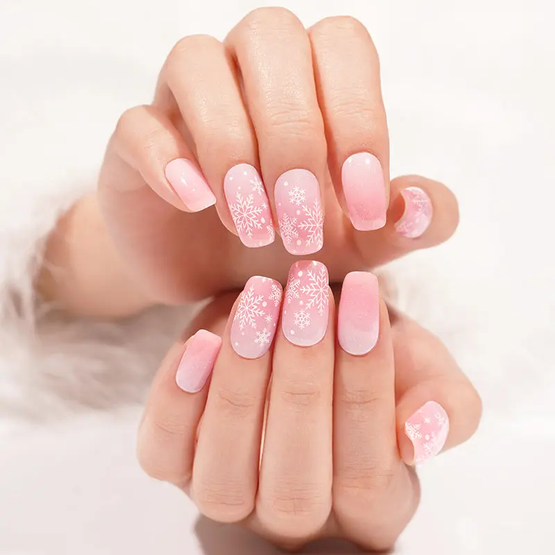 Ombre Snowflake semi-cured gel nail strips by MANITIME