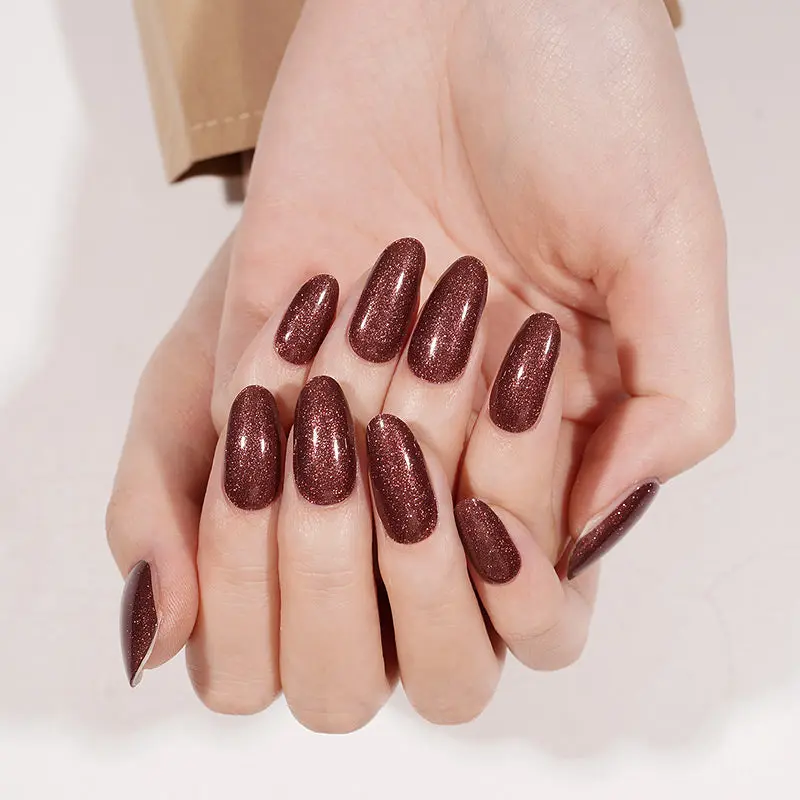 Cocoa Glitter semi-cured gel nail strips by MANITIME